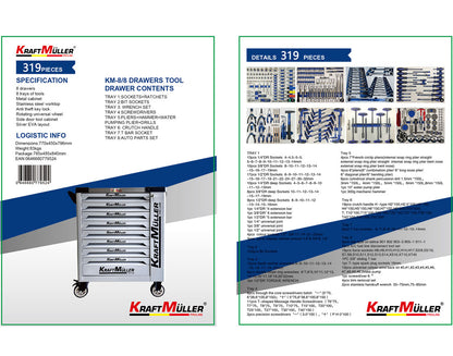 Professional trolley with 319 pcs tools