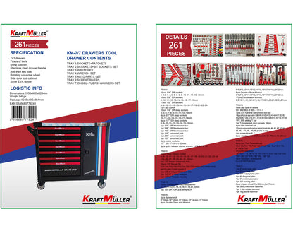 Professional trolley with 261 pcs tools